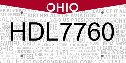 HDL7760 Ohio License Plate