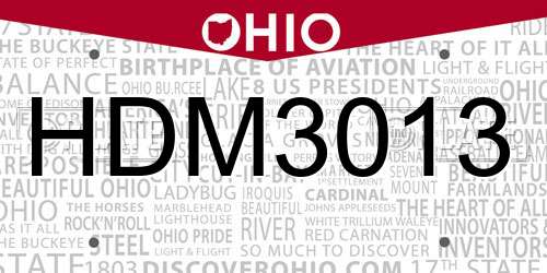 HDM3013 Ohio License Plate