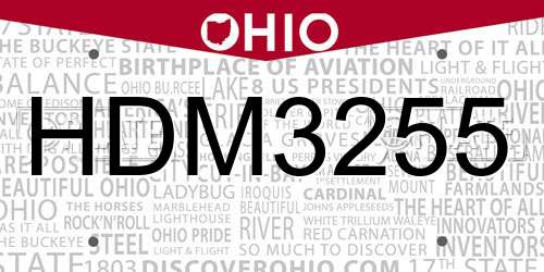 HDM3255 Ohio License Plate