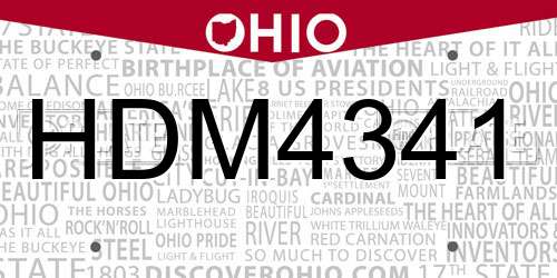 HDM4341 Ohio License Plate