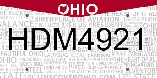 HDM4921 Ohio License Plate