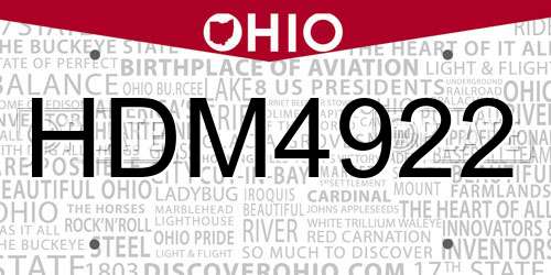 HDM4922 Ohio License Plate