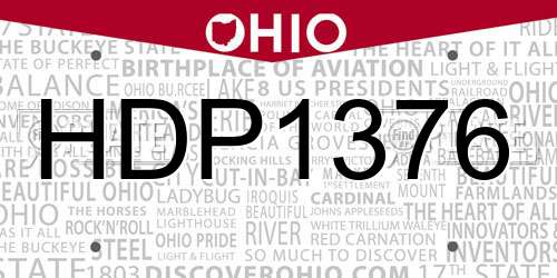 HDP1376 Ohio License Plate