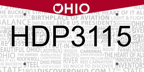 HDP3115 Ohio License Plate