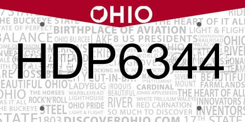 HDP6344 Ohio License Plate