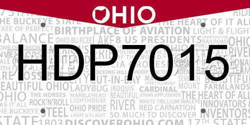 HDP7015 Ohio License Plate