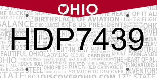 HDP7439 Ohio License Plate