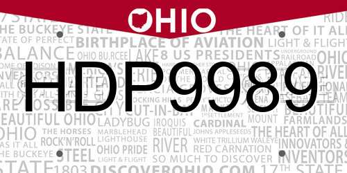 HDP9989 Ohio License Plate