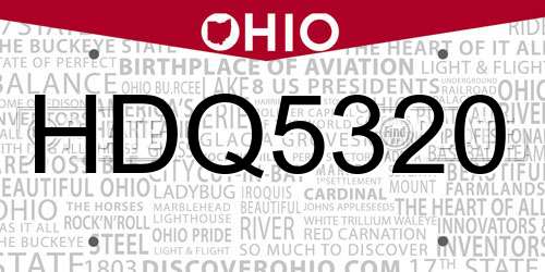HDQ5320 Ohio License Plate