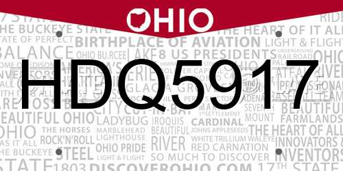 HDQ5917 Ohio License Plate