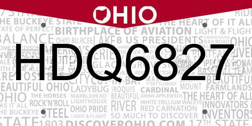 HDQ6827 Ohio License Plate