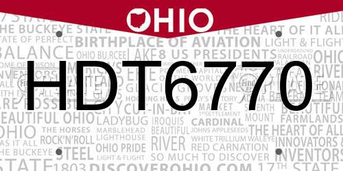HDT6770 Ohio License Plate