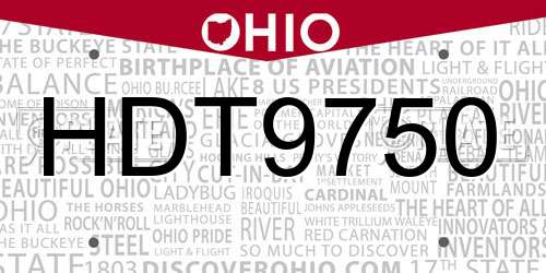 HDT9750 Ohio License Plate