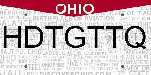 HDTGTTQ Ohio License Plate