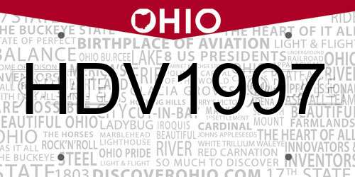 HDV1997 Ohio License Plate