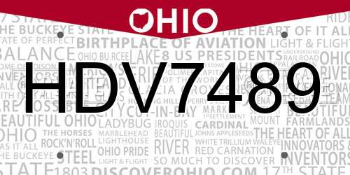 HDV7489 Ohio License Plate