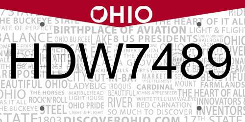HDW7489 Ohio License Plate