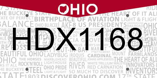 HDX1168 Ohio License Plate