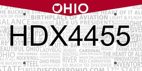 HDX4455 Ohio License Plate