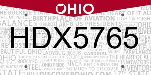 HDX5765 Ohio License Plate