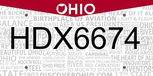 HDX6674 Ohio License Plate