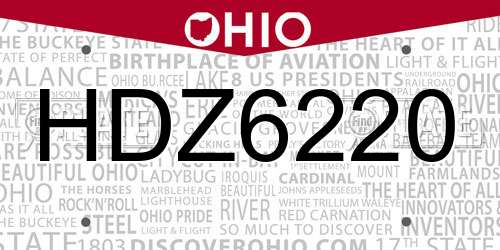 HDZ6220 Ohio License Plate