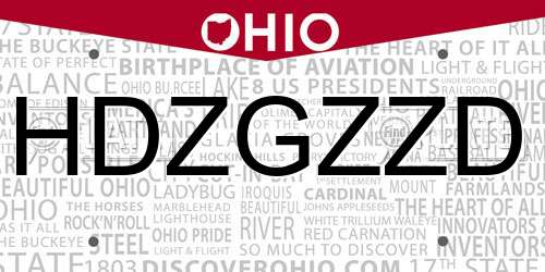HDZGZZD Ohio License Plate