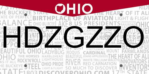 HDZGZZO Ohio License Plate