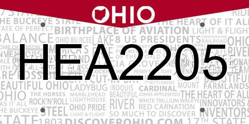 HEA2205 Ohio License Plate