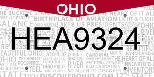 HEA9324 Ohio License Plate