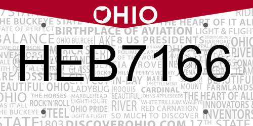 HEB7166 Ohio License Plate