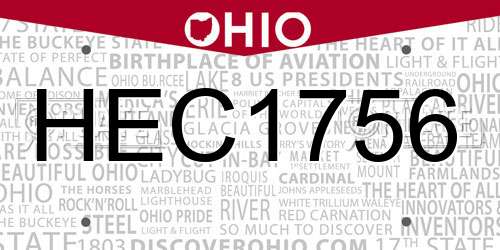 HEC1756 Ohio License Plate