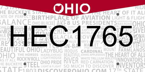 HEC1765 Ohio License Plate