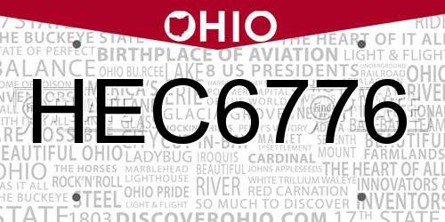 HEC6776 Ohio License Plate