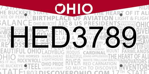 HED3789 Ohio License Plate