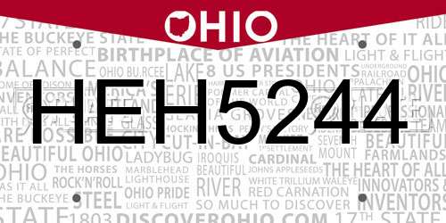 HEH5244 Ohio License Plate