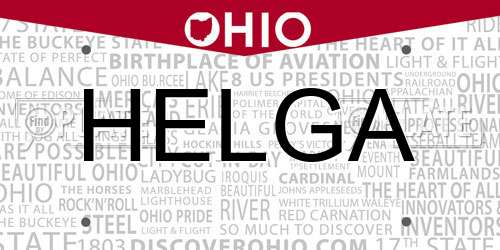 HELGA Ohio License Plate