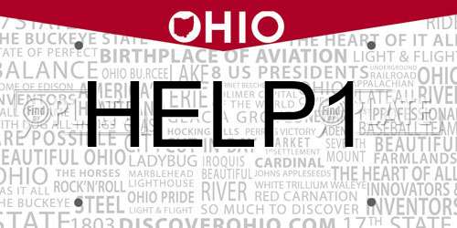 HELP1 Ohio License Plate