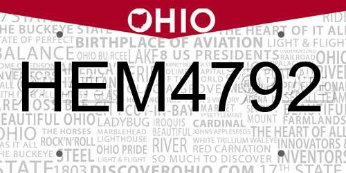 HEM4792 Ohio License Plate