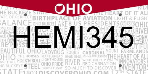 HEMI345 Ohio License Plate