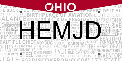 HEMJD Ohio License Plate