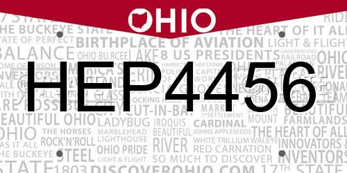 HEP4456 Ohio License Plate