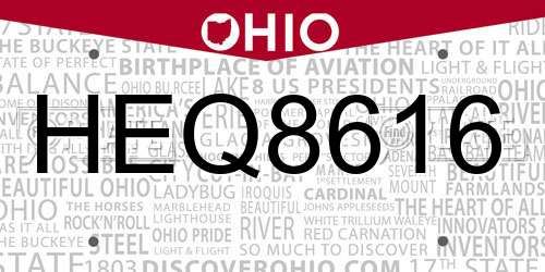 HEQ8616 Ohio License Plate