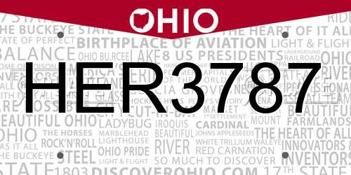 HER3787 Ohio License Plate