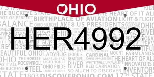 HER4992 Ohio License Plate