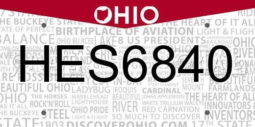 HES6840 Ohio License Plate