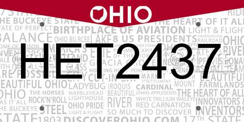 HET2437 Ohio License Plate