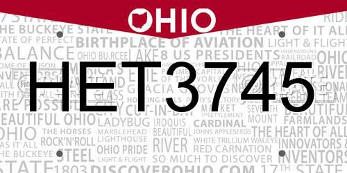 HET3745 Ohio License Plate