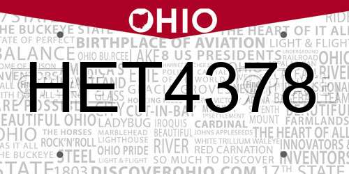 HET4378 Ohio License Plate