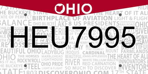 HEU7995 Ohio License Plate